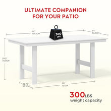 Costaelm Outdoor Patio Table, Outdoor Dining Table for 6, Weather Resistant Rectangle Patio Table with Umbrella Hole for Outside, Garden, Poolside, Porch, White