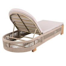 Christopher Knight Home Daskz Patio Chaise Lounge Chair Set of 2, Patio Outdoor Acacia Wood Chaise Lounge with Cushions, Adjustable Backrest Poolside Beach Yard Seating, Rope Design, 79.5'',Teak+Beige