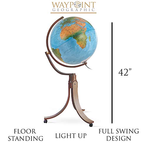 Waypoint Geographic Emily 20” Illuminated Decorative Globe Blue Ocean Styling
