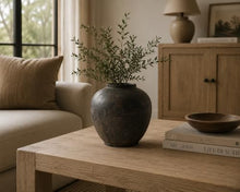 Artissance Earthy Gray Large Pottery Apple-Shaped Pot, 12.6 Inch Tall