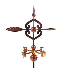 Dalvento 208C Scrolled Arrow Weathervane Pure Copper with Traditional Directionals and Globes, Large