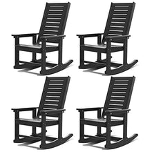GREENVINES Oversized Outdoor Rocking Chairs Set of 4, HDPE Rocker, Black