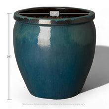 Emissary Home and Garden 19in. L x 19in. H Teal Stoneware Round Planter with High-fire Treatment (Set of 1)