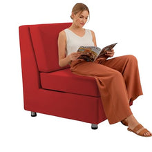 FDP Outdoor Modular Club Chair Featuring Sunbrella Fabric - Weather-Resistant, Fade-Resistant, Assembled Patio Furniture with Cover Included for Backyard, Poolside Seating - Canvas Jockey Red