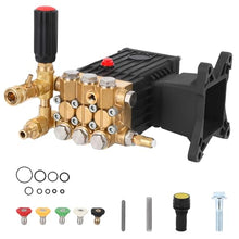 Pressure Washer Pump, 4000 Psi, 4.4 GPM, 1" Shaft Horizontal Plunger, Parts Washer Pump with Pressure Adjustment Unloader, 5 Nozzle Tips, Replacement Power Washer Pumps Kit