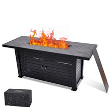 57" Fire Pit Table, 50000BTU Rectangle Propane Fire Table with Cover & Rain Cover, Sturdy Steel and Iron Fence Surface, CSA Safety Certified, Companion for Your Garden (Enlarged Version)