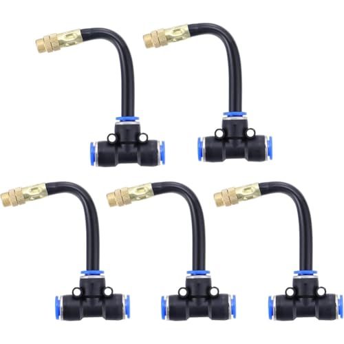 JDQTPOET Brass misting Nozzle tee with 8-inch Built-in Hose Adjustable 360° Rotation for Outdoor Patio Garden Cooling System Atomizing Nozzle + 12mm tee Belt 100pc