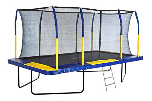 Outdoor Heights Rectangle Trampoline with Safety Enclosure 9' X 15' Blue/Yellow