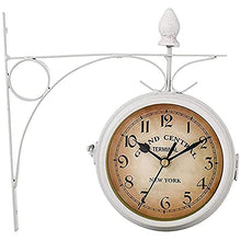 KUYBTU Wall Clock Outdoor Garden Wall Clock, 8 Inch Double Sided Paddington Station Wall Clock -Look Bracket Garden Clock Waterproof Outdoor Clock Indooroutside Clock,Whit-White-n