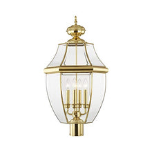 Livex Outdoor Post Light with Clear Beveled Glass Shades Polished Brass