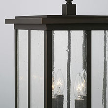Capital Lighting 943844OZ Barrett Antiqued Glass Rectangular Outdoor Hanging Lantern, 4-Light 240 Total Watts, 21" H x 12" W, Oiled Bronze