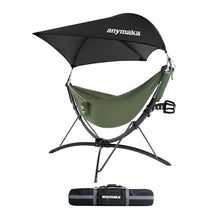 anymaka Set Up in 3 Seconds Adjustable Portable Aluminum Alloy Hammock Stand for Outside with Chair Mode & Lounge Mode up to 105'' (Full Pack Forest Green)