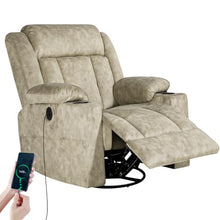 LAFWELL Retro Rocking Recliner Chair, Massage Rocker Recliner Chair with Vibration Massage and Heat, USB and Type-C Ports,360° Swivel Chairs,Living Room, Bedroom, Nursery, RV, Beige