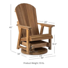 TITAN GREAT OUTDOORS Ash & Ember Savannah Grade A Teak Adirondack Glider Swivel Chair, Kiln-Dried and Hand-Sanded Teak Wood, Weather-Resistant Outdoor Chair