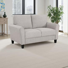 Benzara Leroi Loveseat- 58 Inch- Gray Fabric and Round Flared Armrests