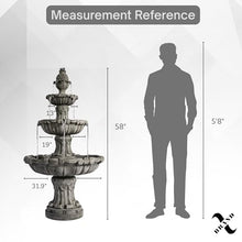 58.3" Leaf Water Fountain, 3-Tier, Outdoor, Gray Resin, Pump