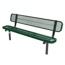 COATEDOUTDOORFURNITURE Bench, Green, Expanded, 6Ft, with Back, Inground