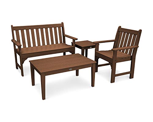 Polywood Vineyard 4-Piece Bench Seating Set Teak