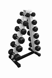 Ader Sporting Goods Black Rubber Dumbbell Set with Rack