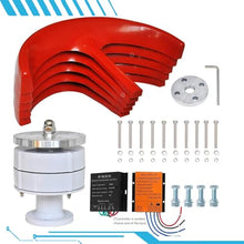CLPYING 16000W Vertical Wind Turbine Kit, 12V 24V 48V Wind Turbines Generator, 5 Blade Portable Wind Turbine Generator Kit, Electromagnetic Electricity Producer Equipment, Wind Power(Red,12V)