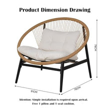 Apk i bc Patio Lounge Chair, Single Recliner Chair, Woven with PE Rattan, Ideal for Reading in Study, Equip 1 Back Cushion & 1 Seat Cushion.(Brown,91 * 76 * 79)