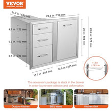 VEVOR Outdoor Kitchen Drawers 29.5"W x 22.6"H x 21.7"D Stainless Steel