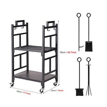 Katzowen 2 Tiers Heavy Duty Wood Storage Holder with Wheels and Tools Sets