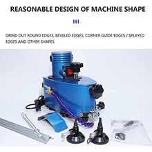 Portable Small Glass Edger with BD Polishing Wheel, Electric Glass Edging Machine,8000r/min Straight Round Bevel Edge Grinder Polish Edge Machine for Plexiglass Acrylic Marble Ceramic(Blue)