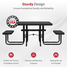 Leisure Craft 46" ADA Square Metal Picnic Table with Bench, Made in USA