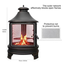 HajMyrdonyx Fire Pit with Grill, 2 in 1 Firepit with Adjustable Grill Tray & Mesh Screen Door, 3-Door Multi-Access Fireplace for Garden Backyard Courtyard BBQ