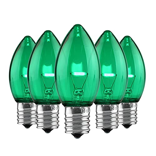 Set of 500 Holiday Lighting Outlet C9 LED Christmas Lights | Green C9 LED Filament Lights | C9 Christmas Light Bulbs for Indoor & Outdoor Use | Traditional C9 LED Christmas Lights