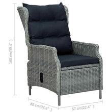 LASWWQMRF Reclining Patio Chair with Cushions Light Gray PE Rattan