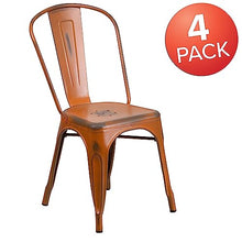 Flash Furniture Metal Indoor/Outdoor Stackable Chair, Orange, 4-Pack