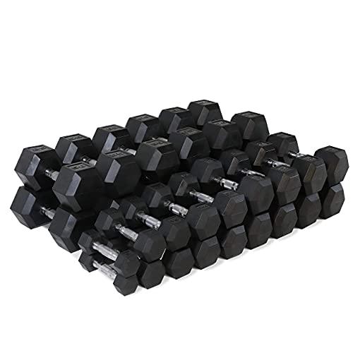 WF Athletic Supply Rubber Coated Hex Dumbbells 90 LB Pair