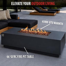 AMS 66" Rectangular Concrete Propane Gas Fire Pit Table only (Dark Gray)