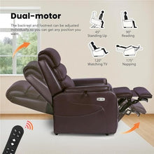 Electric Leather Lift Recliner Chair with Heat & Massage, Dark Brown