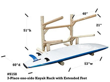 Log Kayak Rack 3 Place 1 Sided Kayak Rack with Extended Feet Canyon Brown