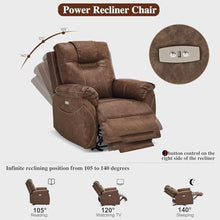 UOPYNE Oversized Power Lift Recliner Chair for Seniors with Heat and Massage, Large Leather Electric Reclining Sofa with Remote Control, USB Charging Port and Side Storage Pockets