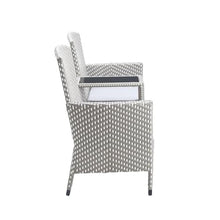 Furniture of America Azur Outdoor Aluminum/Wicker Loveseat, Storage Bench & Trash Can 3PC Set Grey