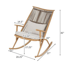 Christopher Knight Home Ilumia Set of 2 Iron Frame in Maple Finish Rocking Chair Outdoor, Patio PE Rattan Backrest Rocker Chair with Cushions, Comfort Wicker Rocker for Backyard Balcony, Gray + Maple
