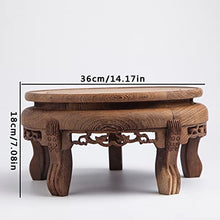 YUEYOULII Bonsai Display Stand Fishtank Vase Bonsai Round Base Wood Buddha Statue Strange Stone Base for Home Office Decoration (Color : A, Size : 36CM)