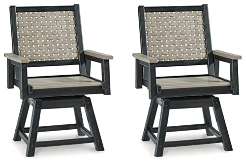 Signature Design by Ashley Mount Valley Swivel Chair 2 Count Light Brown & Black