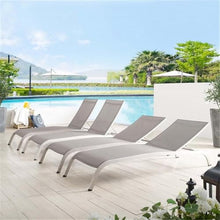 Pemberly Row Mesh Patio Chaise Lounge Set of 4 Grey