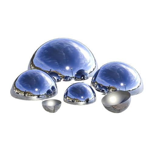 YDJIANCAI 1 Pcs Silver Half Sphere Stainless Steel Garden Mirror Globe - Hollow Hemisphere Ball Gazing Ball Half for Garden Gate Stair Handrails(Size:23.62in/60cm)