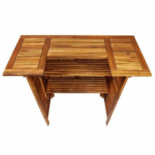 5 Piece Patio Bar Set Solid Acacia Wood with 2 Shelves and Footrests