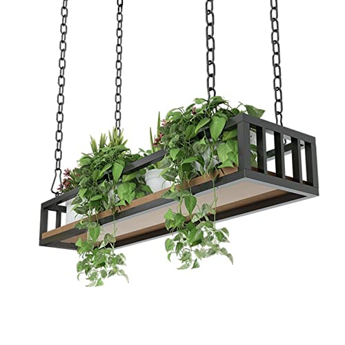 SDVantage Hanging Planters Baskets, Metal Plant Hanger with Hanging Hooks, Wall Hanging Flower Pot Holder for Patio Deck Ceiling Plant Holder, Wood and Metal,120X25X15Cm