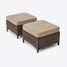 PONDET Weather-Resistant 2 Piece Patio Ottomans with Removable Cushions