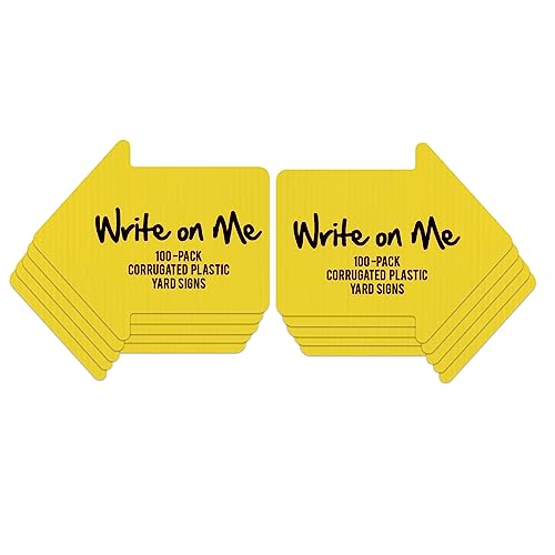 VictoryStore 22-Inch Blank Arrow Yard Signs Waterproof 4mm Corrugated Plastic Yellow 100 Pack