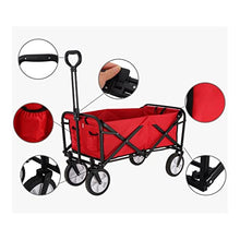 WAFEOGK Portable Utility Wagon Home Garden Cart with Storage Basket Folding Camping Outdoor 4 Wheels Beach Trolley