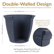 Sunnydaze Anjelica 24'' Large Plastic Planter Pot for Plants, Slate, 3pk